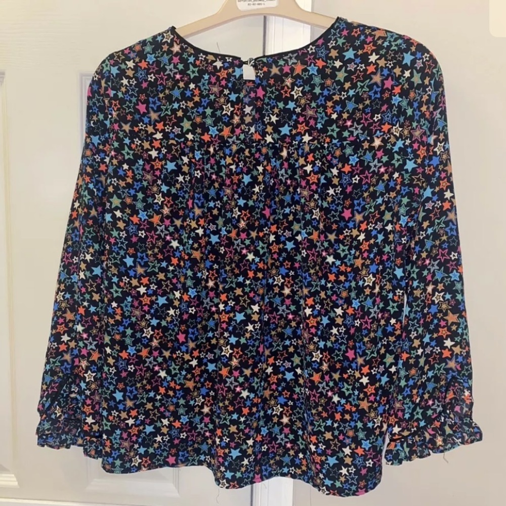 Bisouxx Black Top Multicolor Stars Ruffle Small